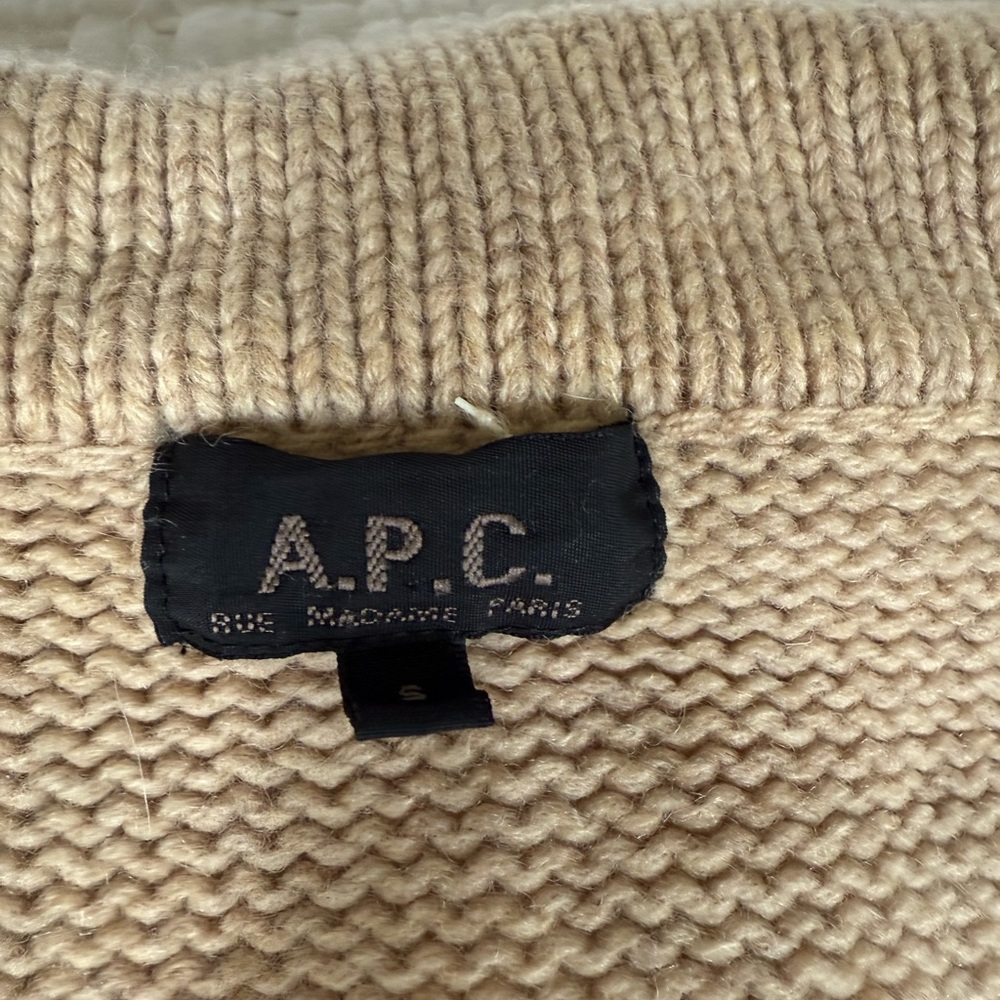A.P.C. Women's Tan Double-Breasted Sweater Jacket - Picture 3 of 8